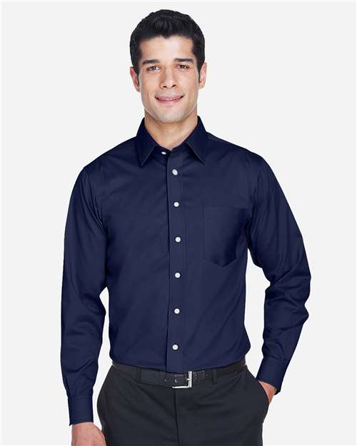 Men's Crown Collection® Solid Stretch Twill Woven Dress Shirt - Navy