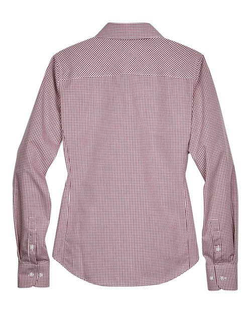 Women's Crown Collection® Gingham Check Woven Dress Shirt - Burgundy