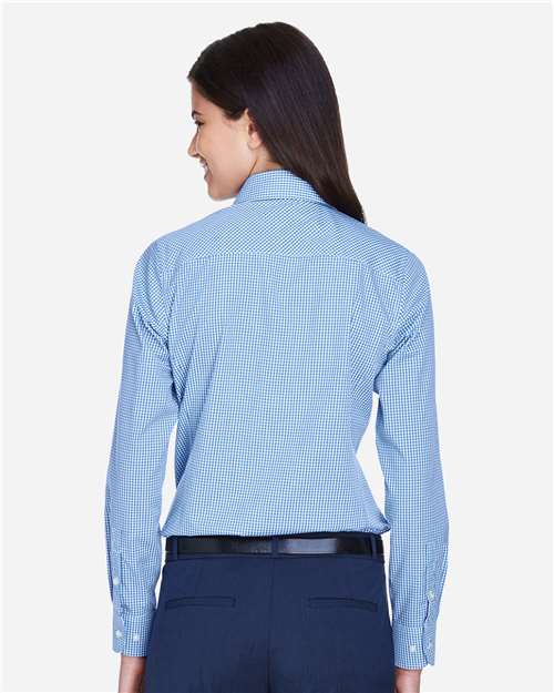 Women's Crown Collection® Gingham Check Woven Dress Shirt - French Blue