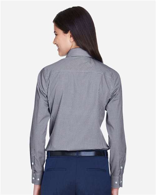 Women's Crown Collection® Gingham Check Woven Dress Shirt - Navy