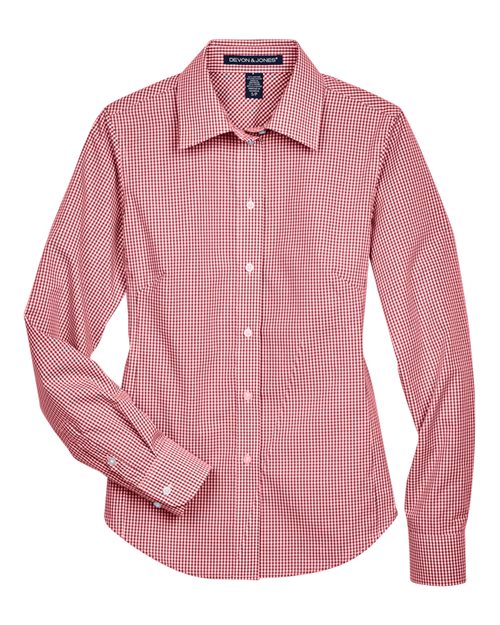 Women's Crown Collection® Gingham Check Woven Dress Shirt - Red