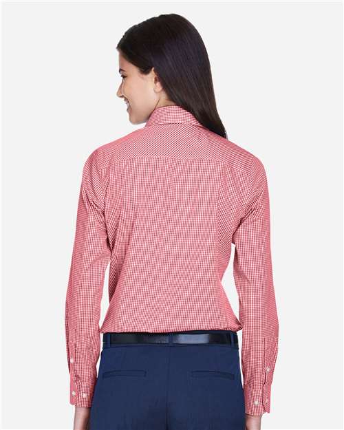 Women's Crown Collection® Gingham Check Woven Dress Shirt - Red