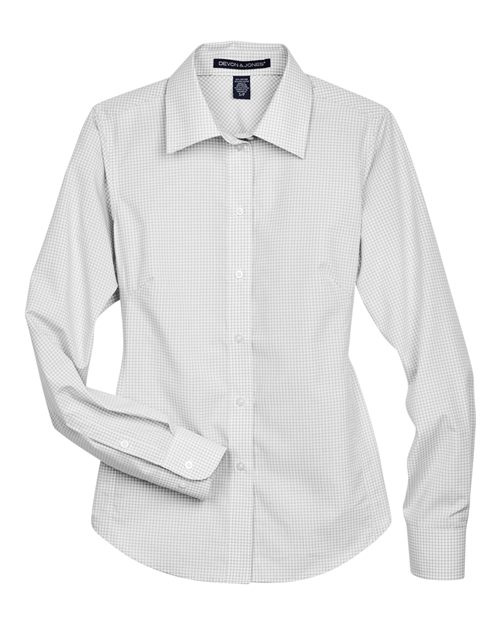 Women's Crown Collection® Gingham Check Woven Dress Shirt - Silver