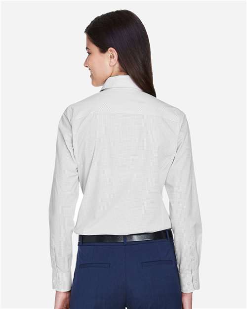 Women's Crown Collection® Gingham Check Woven Dress Shirt - Silver