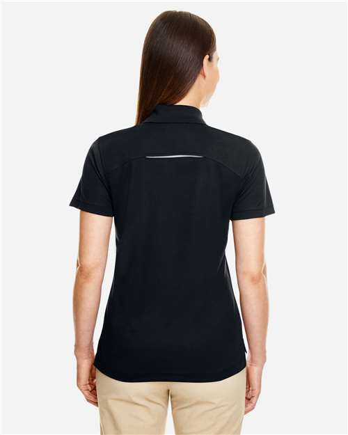 Women's Radiant Performance Piqué Polo with Reflective Piping - Black