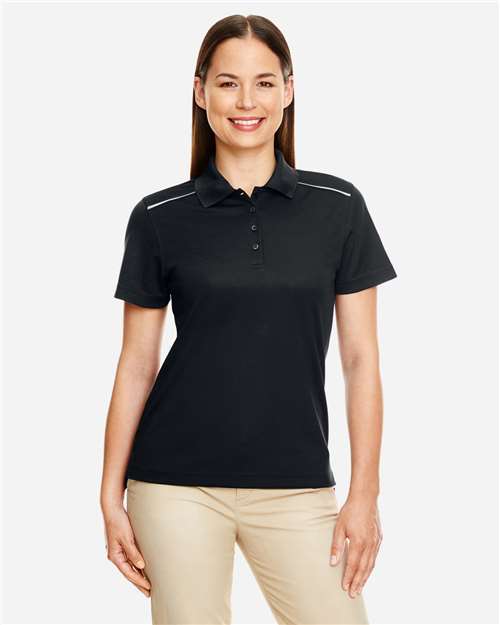 Women's Radiant Performance Piqué Polo with Reflective Piping - Black