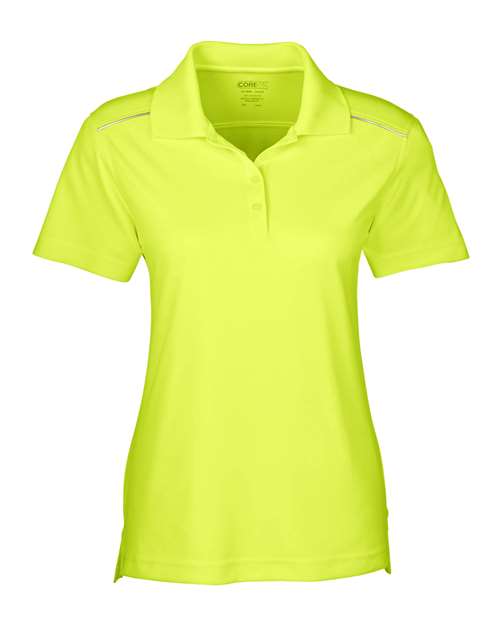 Women's Radiant Performance Piqué Polo with Reflective Piping - Safety Yellow