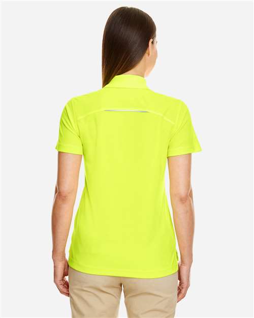 Women's Radiant Performance Piqué Polo with Reflective Piping - Safety Yellow