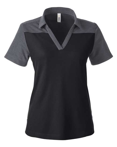 Women's Fusion ChromaSoft™ Colorblock Polo - Black/ Carbon Heather