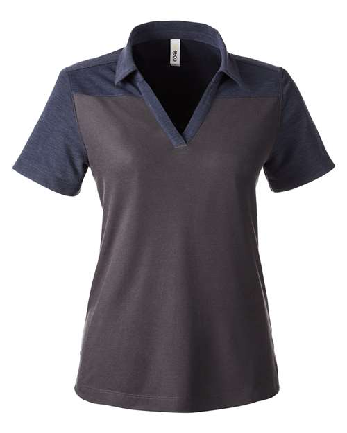 Women's Fusion ChromaSoft™ Colorblock Polo - Carbon/ Classic Navy Heather