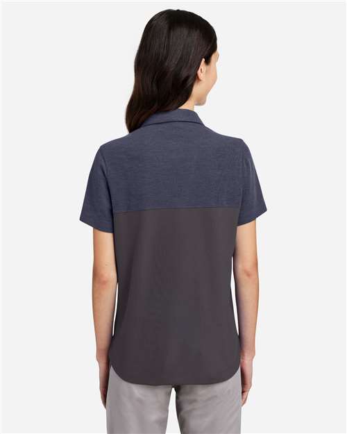 Women's Fusion ChromaSoft™ Colorblock Polo - Carbon/ Classic Navy Heather