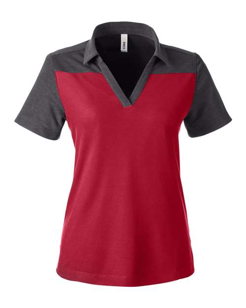 Women's Fusion ChromaSoft™ Colorblock Polo - Classic Red/ Carbon Heather