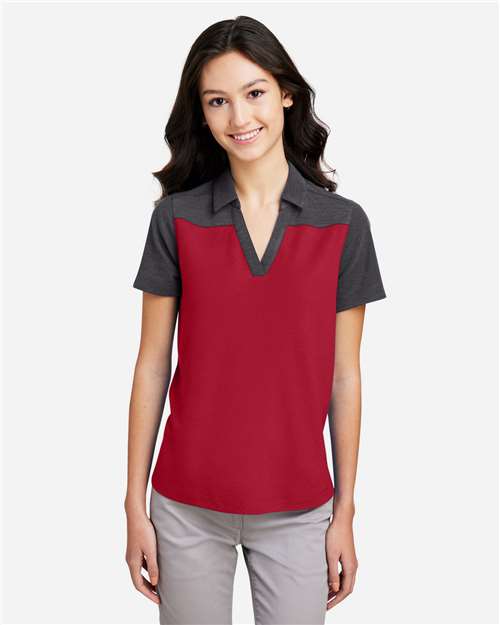 Women's Fusion ChromaSoft™ Colorblock Polo - Classic Red/ Carbon Heather