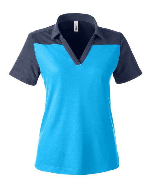 Women's Fusion ChromaSoft™ Colorblock Polo - Electric Blue/ Classic Navy Heather