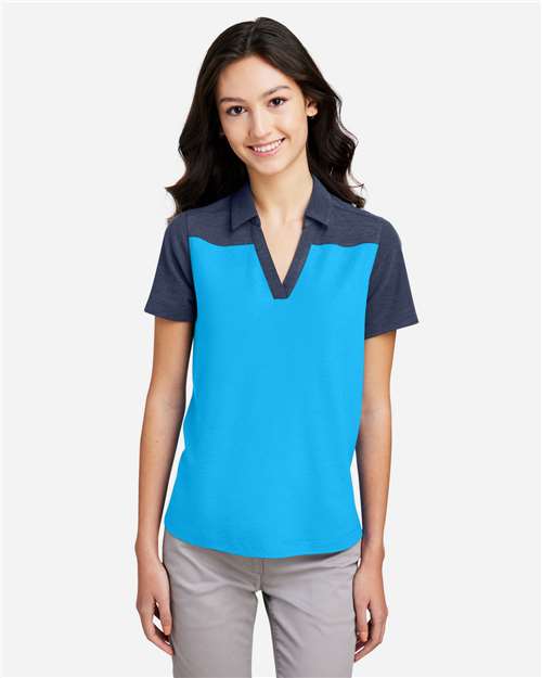 Women's Fusion ChromaSoft™ Colorblock Polo - Electric Blue/ Classic Navy Heather