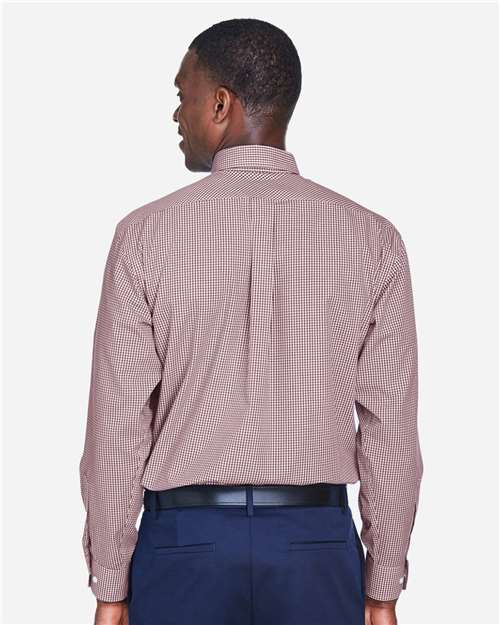 Men's Crown Collection® Gingham Check Woven Dress Shirt - Burgundy