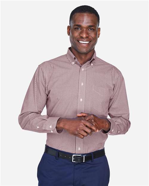 Men's Crown Collection® Gingham Check Woven Dress Shirt - Burgundy