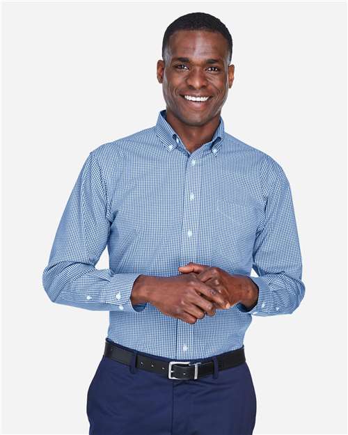 Men's Crown Collection® Gingham Check Woven Dress Shirt - French Blue