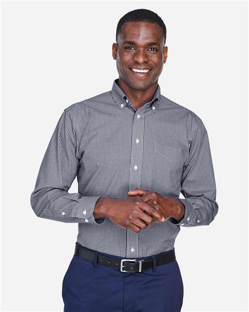 Men's Crown Collection® Gingham Check Woven Dress Shirt - Navy