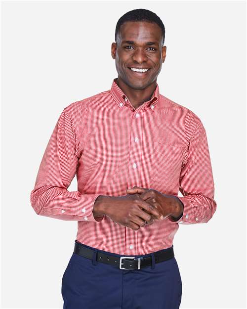 Men's Crown Collection® Gingham Check Woven Dress Shirt - Red