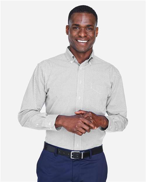 Men's Crown Collection® Gingham Check Woven Dress Shirt - Silver