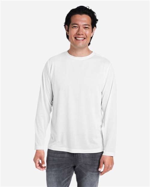 Unisex Fusion ChromaSoft™ Performance Long Sleeve T-Shirt - White
