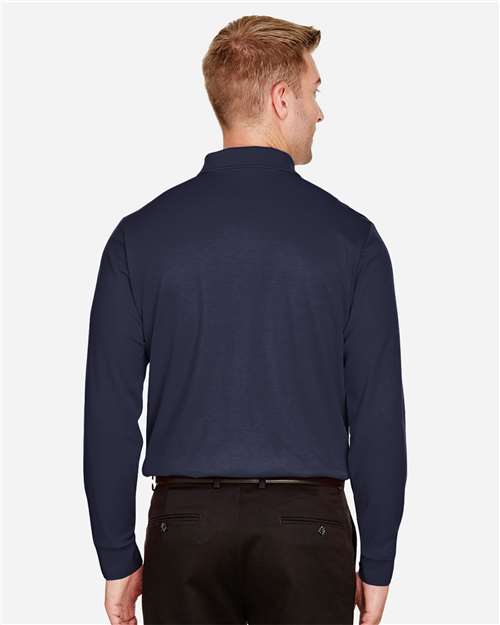 Men's CrownLux Performance® Plaited Long Sleeve Polo - Navy