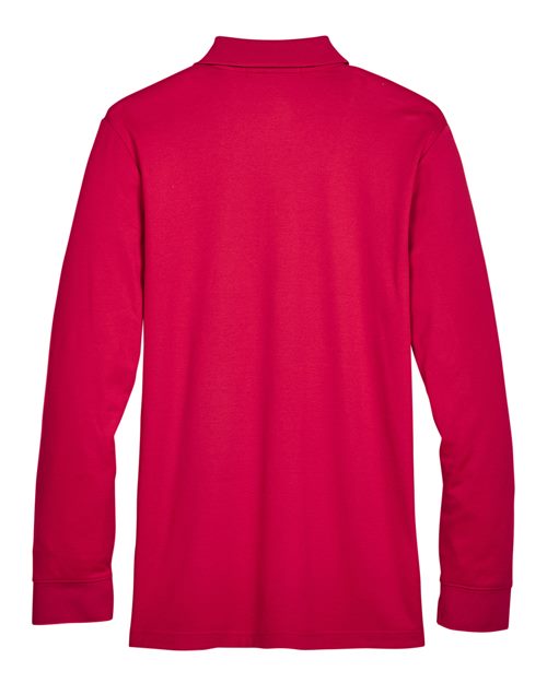 Men's CrownLux Performance® Plaited Long Sleeve Polo - Red