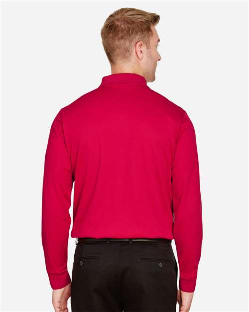 Men's CrownLux Performance® Plaited Long Sleeve Polo - Red