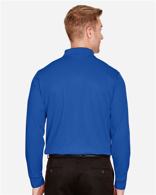 Men's CrownLux Performance® Plaited Long Sleeve Polo - True Royal