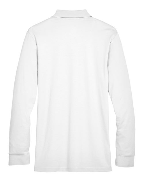 Men's CrownLux Performance® Plaited Long Sleeve Polo - White