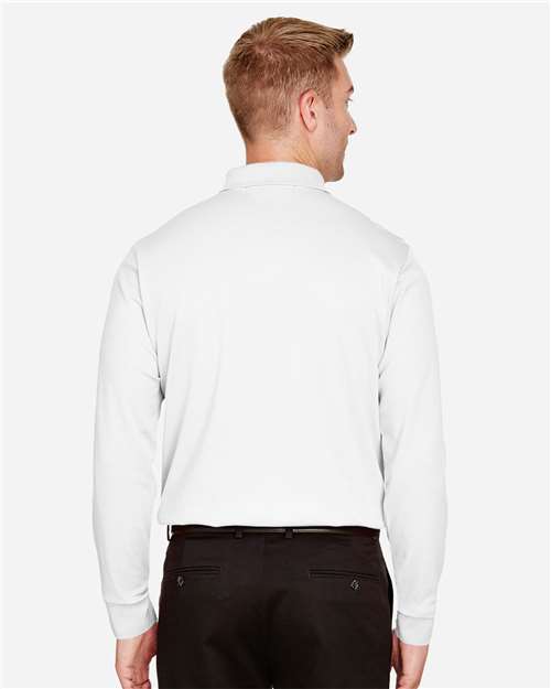 Men's CrownLux Performance® Plaited Long Sleeve Polo - White