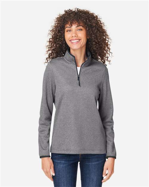 Women's Venture Heathered Stripe Quarter-Zip Pullover - Black/ White