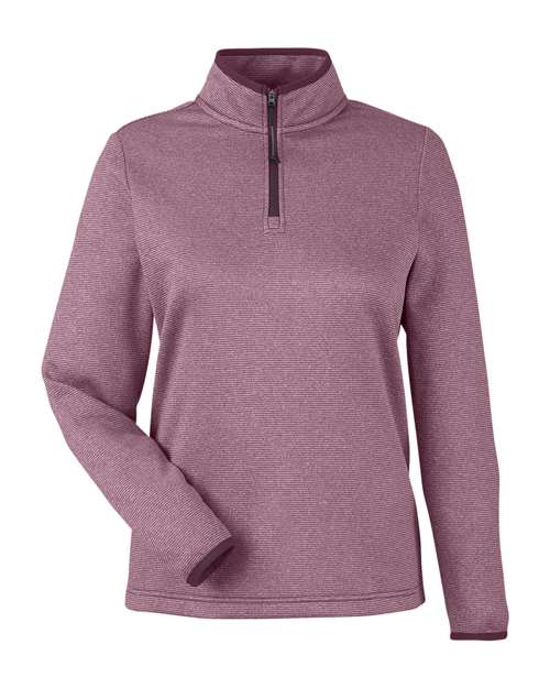 Women's Venture Heathered Stripe Quarter-Zip Pullover - Burgundy/ White