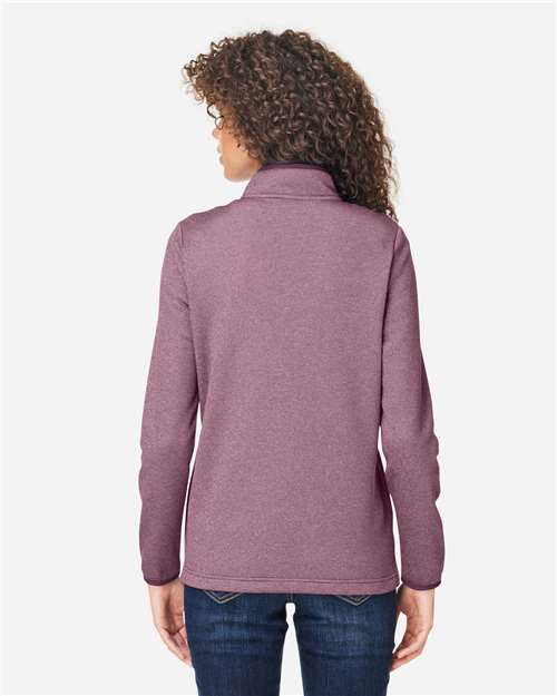 Women's Venture Heathered Stripe Quarter-Zip Pullover - Burgundy/ White