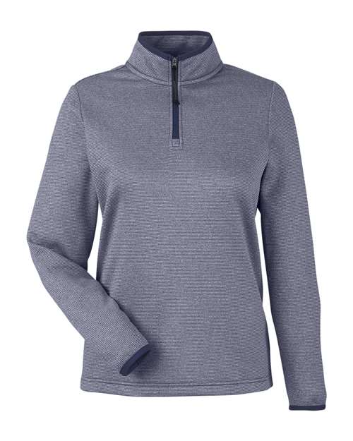 Women's Venture Heathered Stripe Quarter-Zip Pullover - Classic Navy/ White
