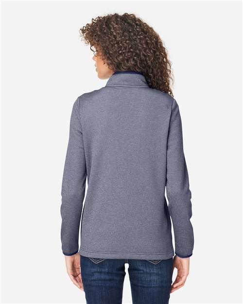 Women's Venture Heathered Stripe Quarter-Zip Pullover - Classic Navy/ White