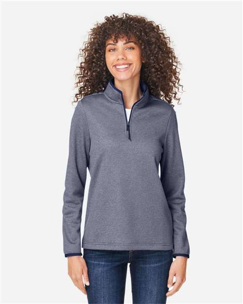Women's Venture Heathered Stripe Quarter-Zip Pullover - Classic Navy/ White