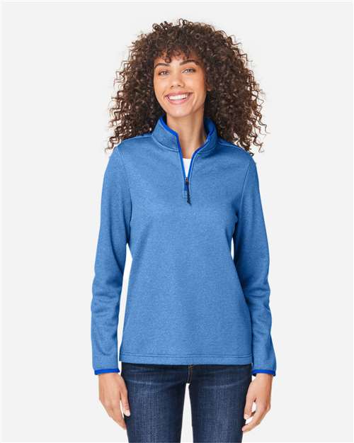Women's Venture Heathered Stripe Quarter-Zip Pullover - True Royal/ White