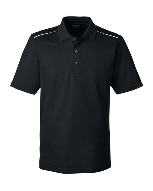 Men's Radiant Performance Piqué Polo with Reflective Piping - Black