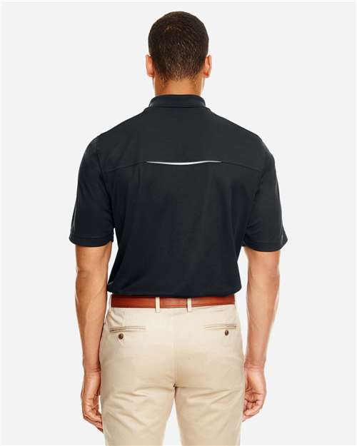 Men's Radiant Performance Piqué Polo with Reflective Piping - Black