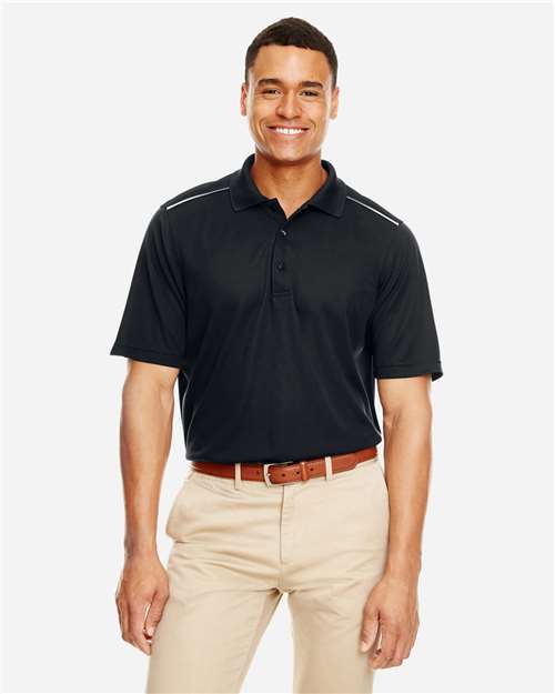 Men's Radiant Performance Piqué Polo with Reflective Piping - Black