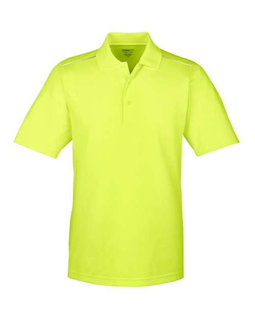 Men's Radiant Performance Piqué Polo with Reflective Piping - Safety Yellow