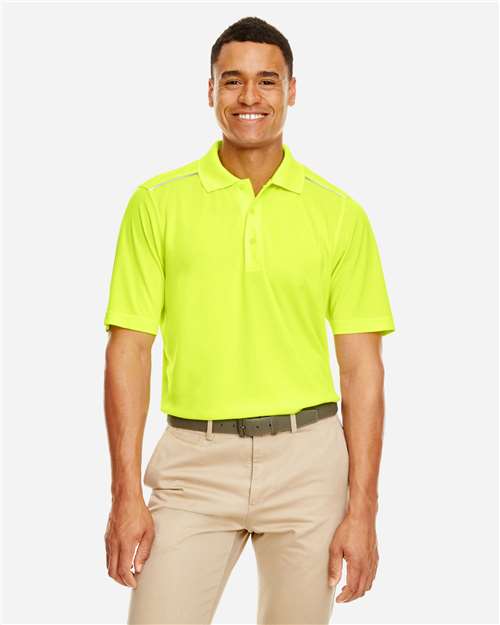 Men's Radiant Performance Piqué Polo with Reflective Piping - Safety Yellow