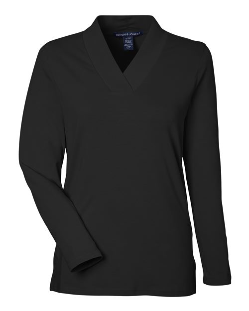 Women's Raleigh Shawl Collar Knit Top - Black