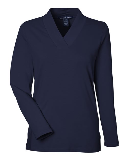 Women's Raleigh Shawl Collar Knit Top - Navy