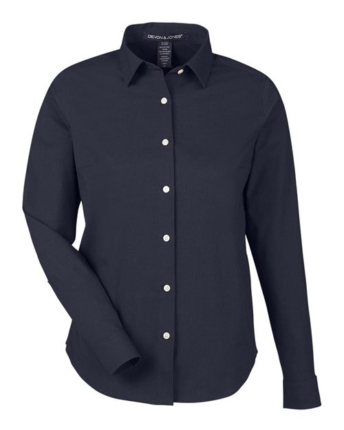 Women's CrownLux Performance® Spencer Poplin Dress Shirt - Navy Melange