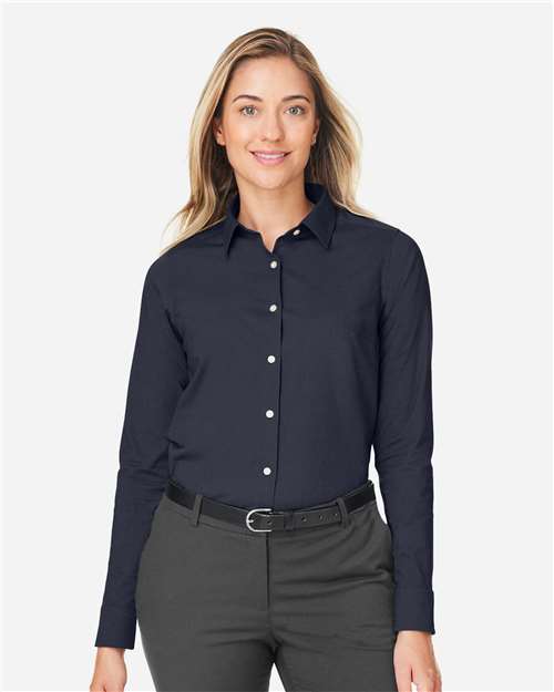 Women's CrownLux Performance® Spencer Poplin Dress Shirt - Navy Melange
