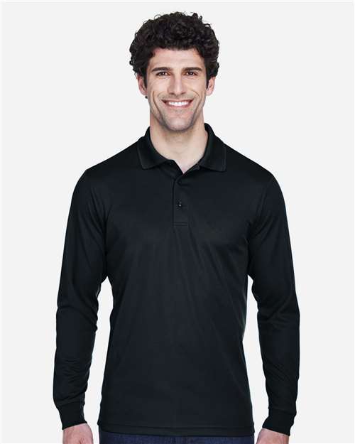 Men's Tall Pinnacle Performance Long Sleeve Piqué Polo - Black