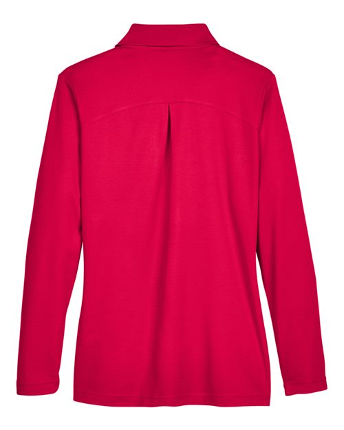 Women's CrownLux Performance® Plaited Long Sleeve Polo - Red
